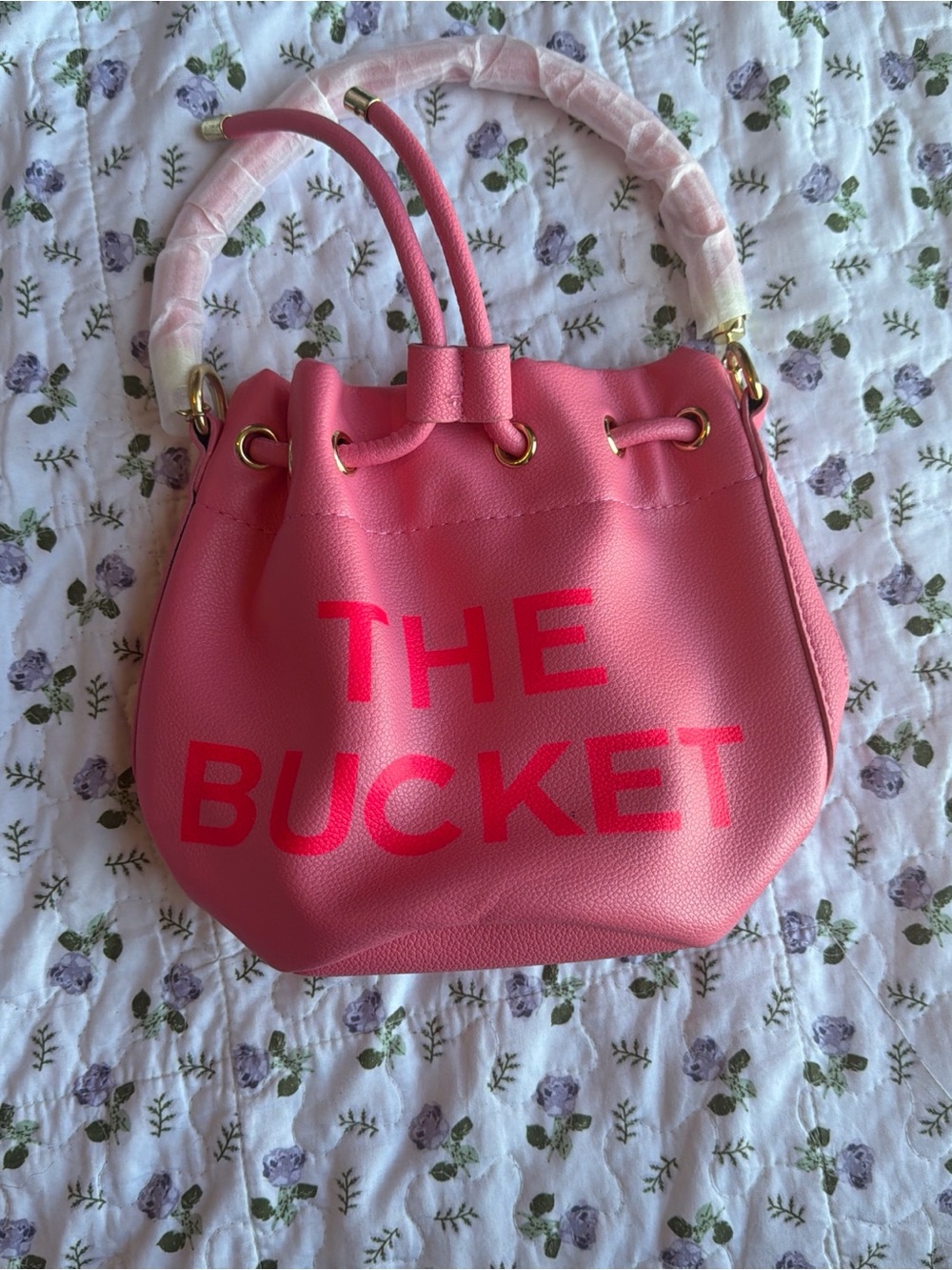 Pink 'The Bucket' Drawstring Bucket Bag